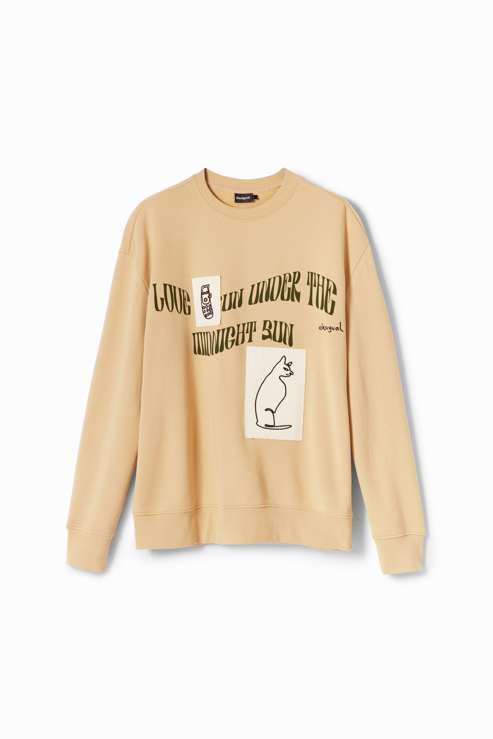 Desigual Message Patches Sweatshirt In Brown
