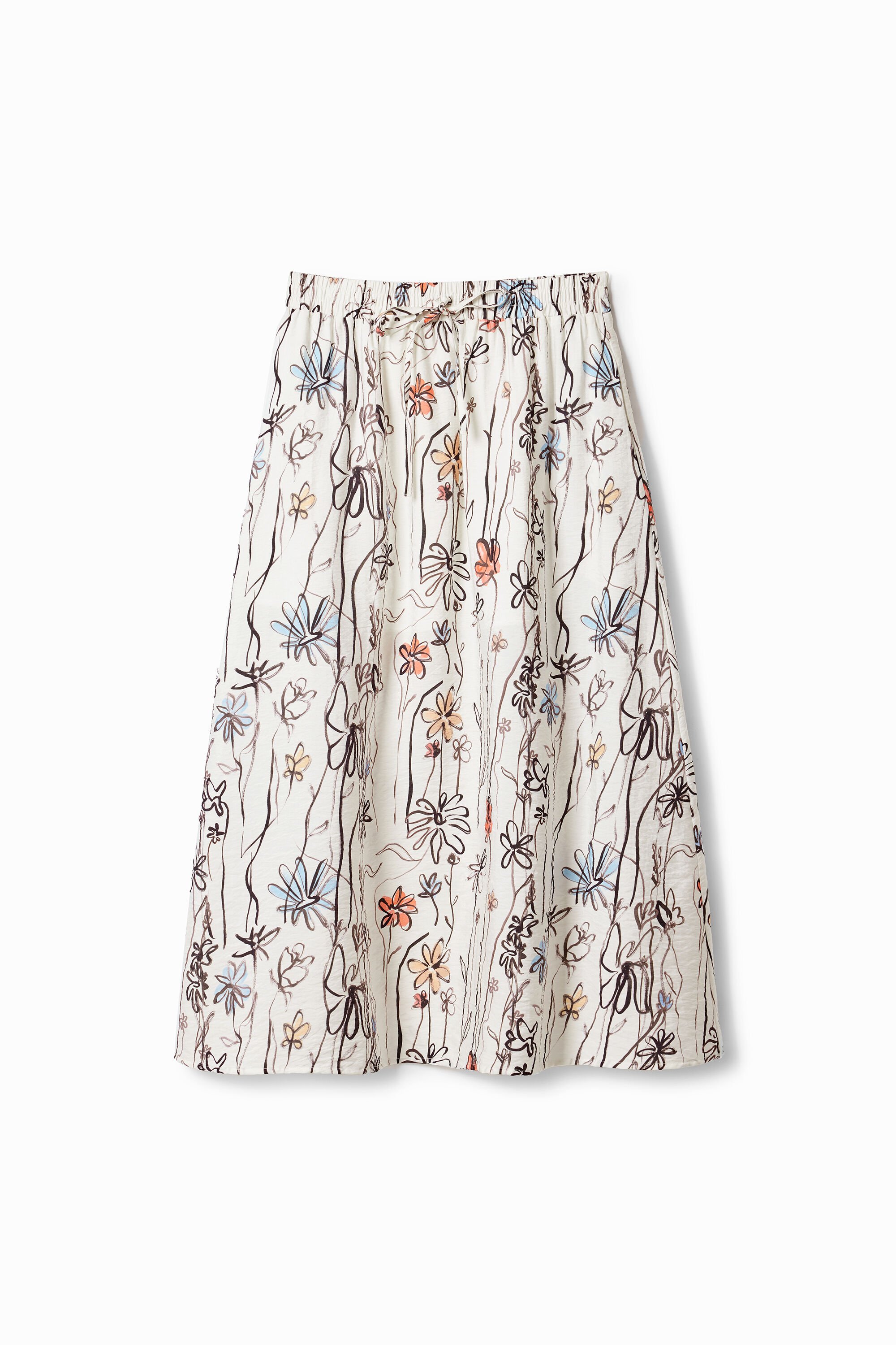 Desigual Illustrated floral midi skirt