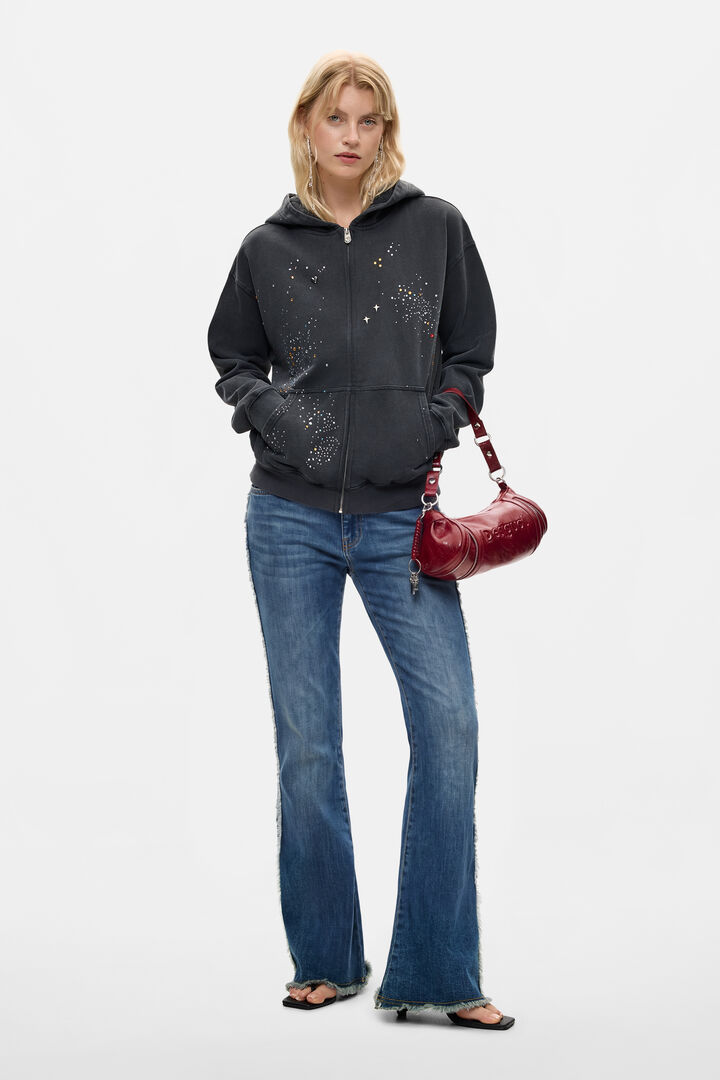 sweat-shirt &agrave; paillettes avec fermeture &eacute;clair