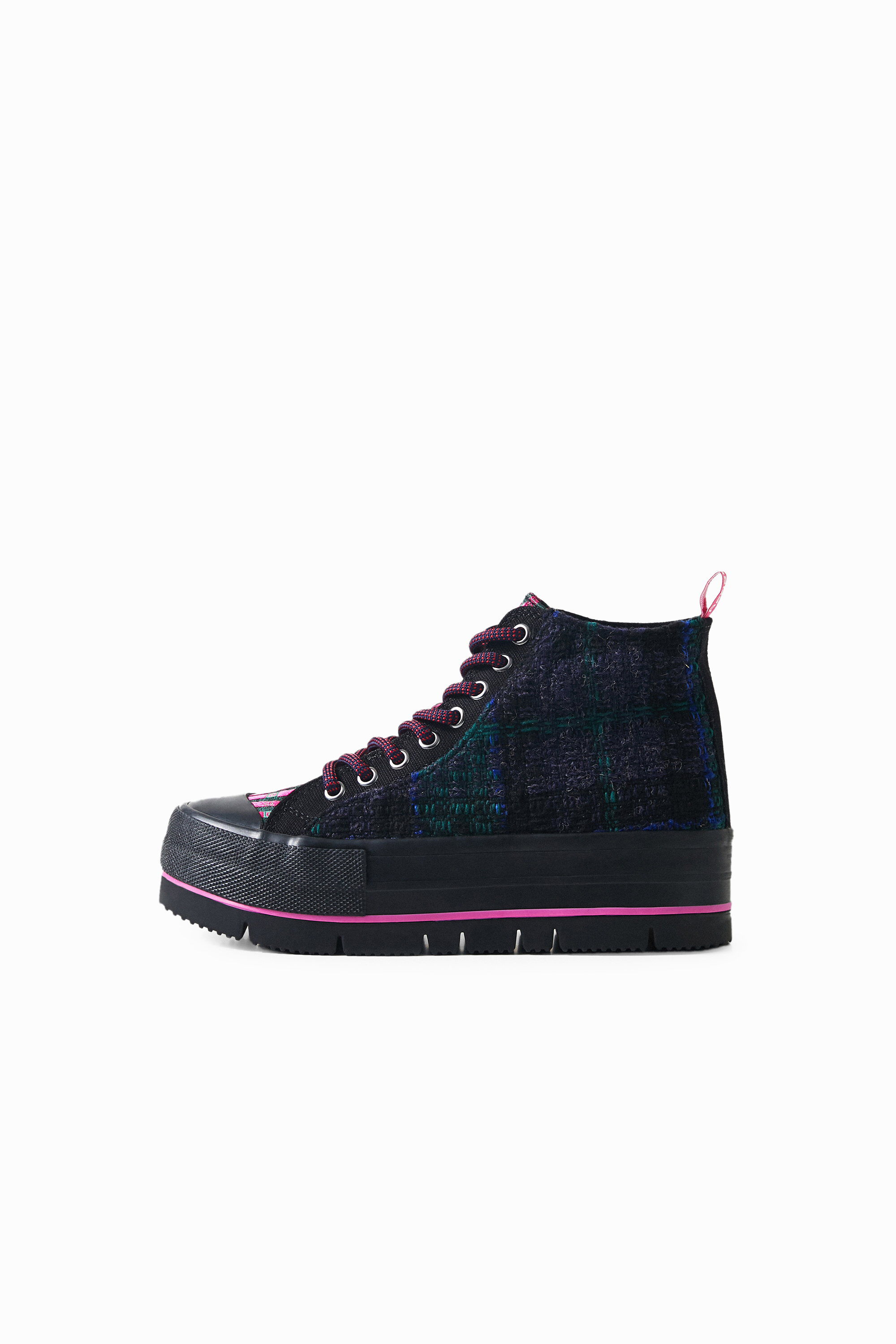 Plaid platform high-top sneaker - MATERIAL FINISHES - 36