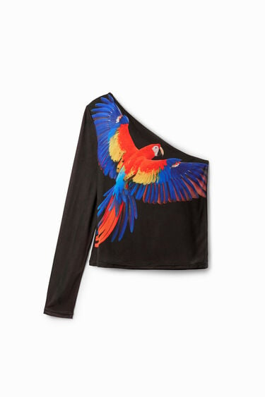 Asymmetrisches T-Shirt Papagei Tyler McGillivary | Desigual
