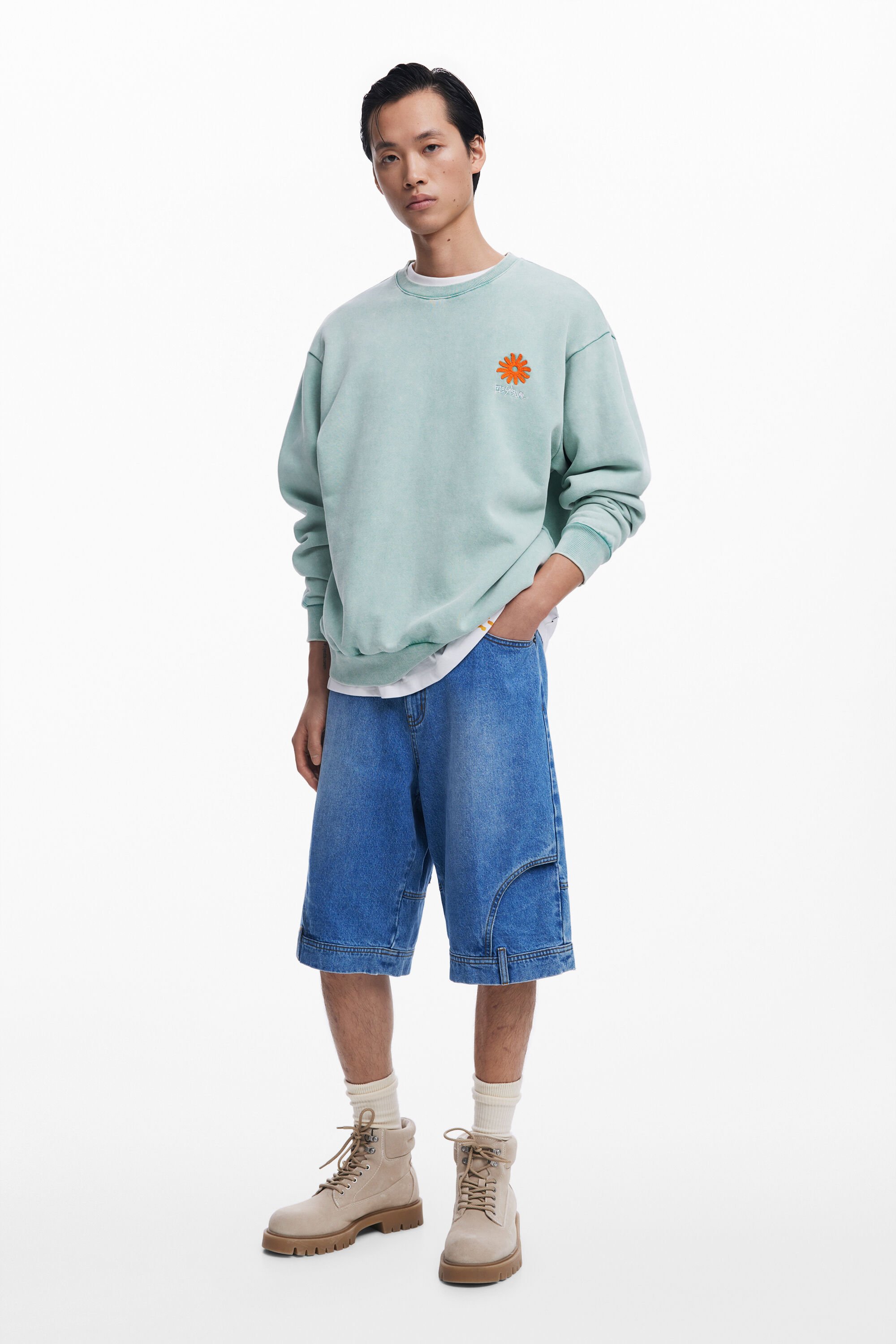 Desigual Buenavida Embroidered Sweatshirt In Blue