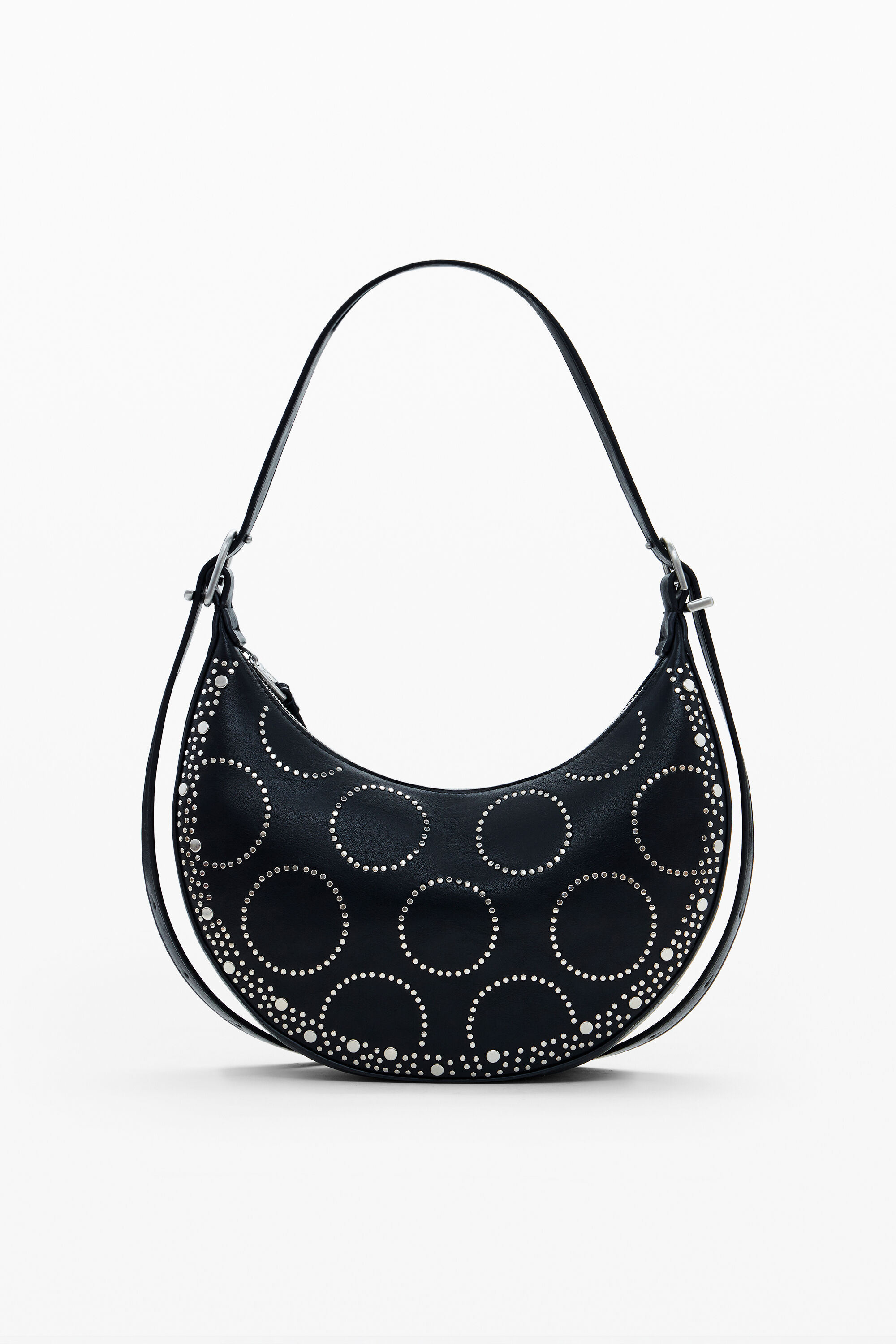 Desigual, Kleine ovale Tasche mit Nieten, Polyurethan, Schwarz, U