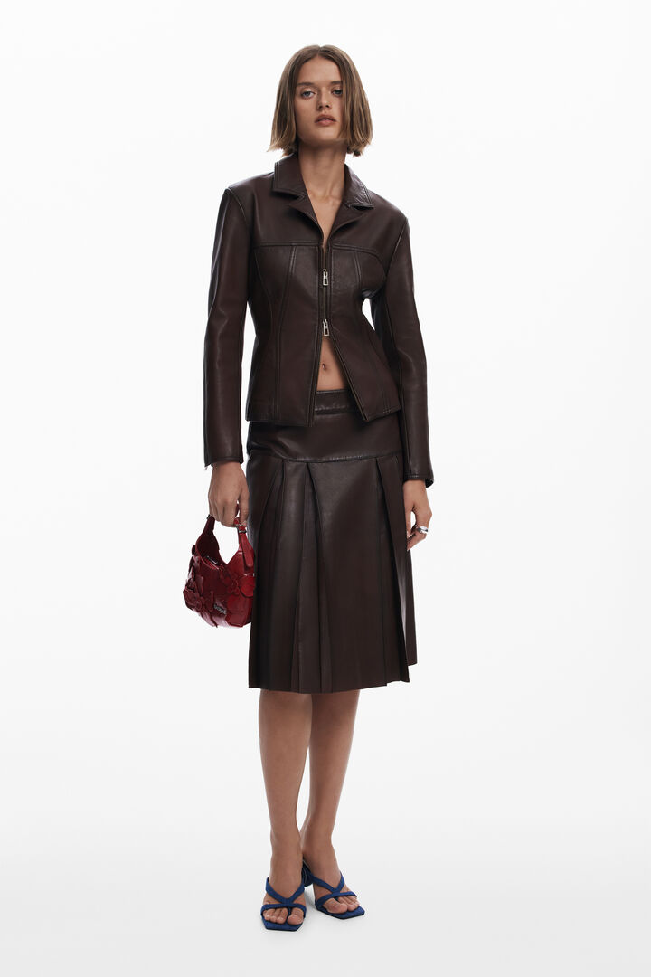 Peplum leren bikerjack