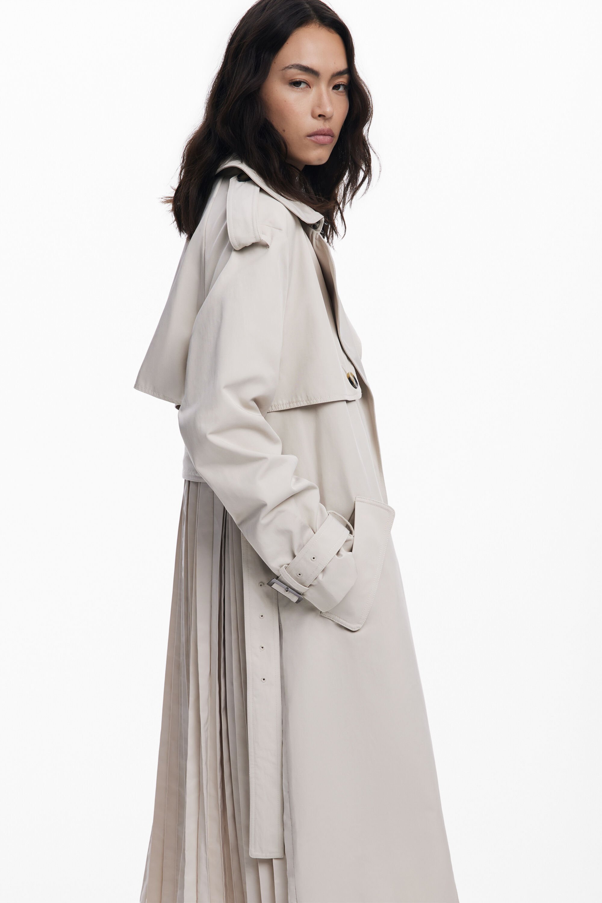 Pleated back trench coat - BROWN - M from Desigual