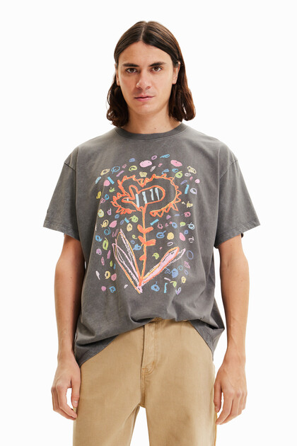 Camiseta oversize flor