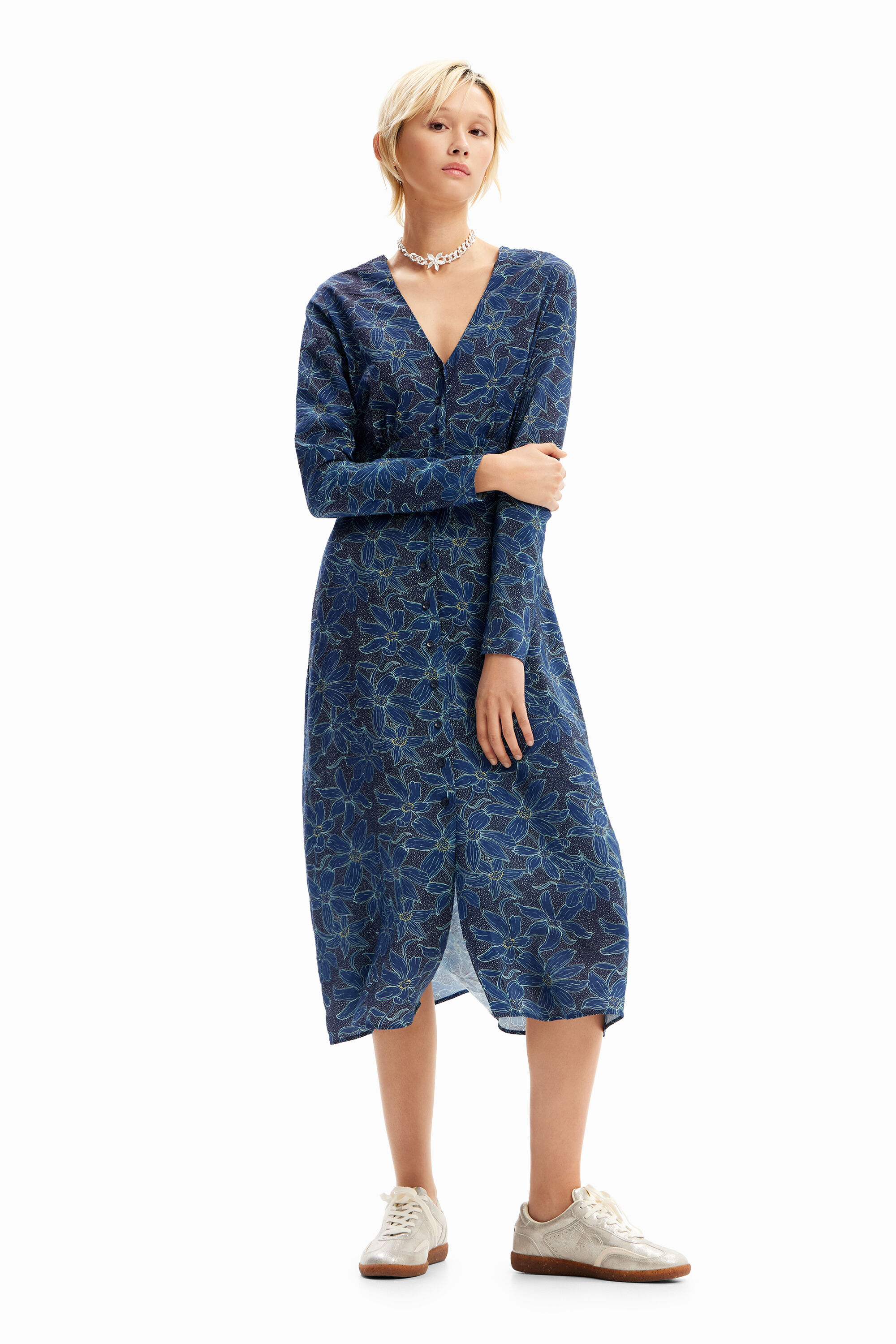 Desigual Floral midi shirt dress