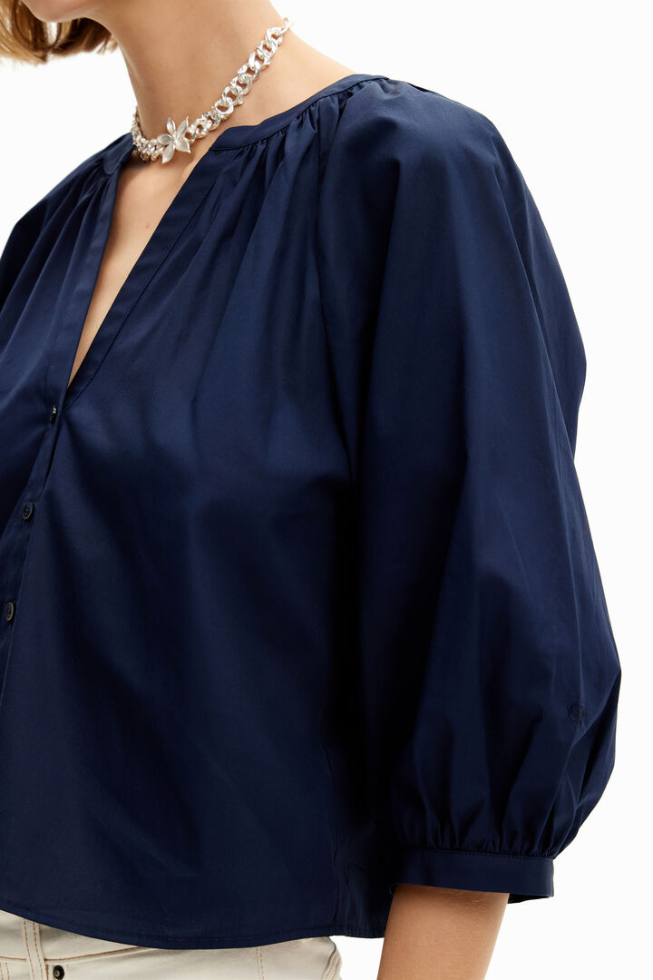 Blusa popelín escote pico | Desigual