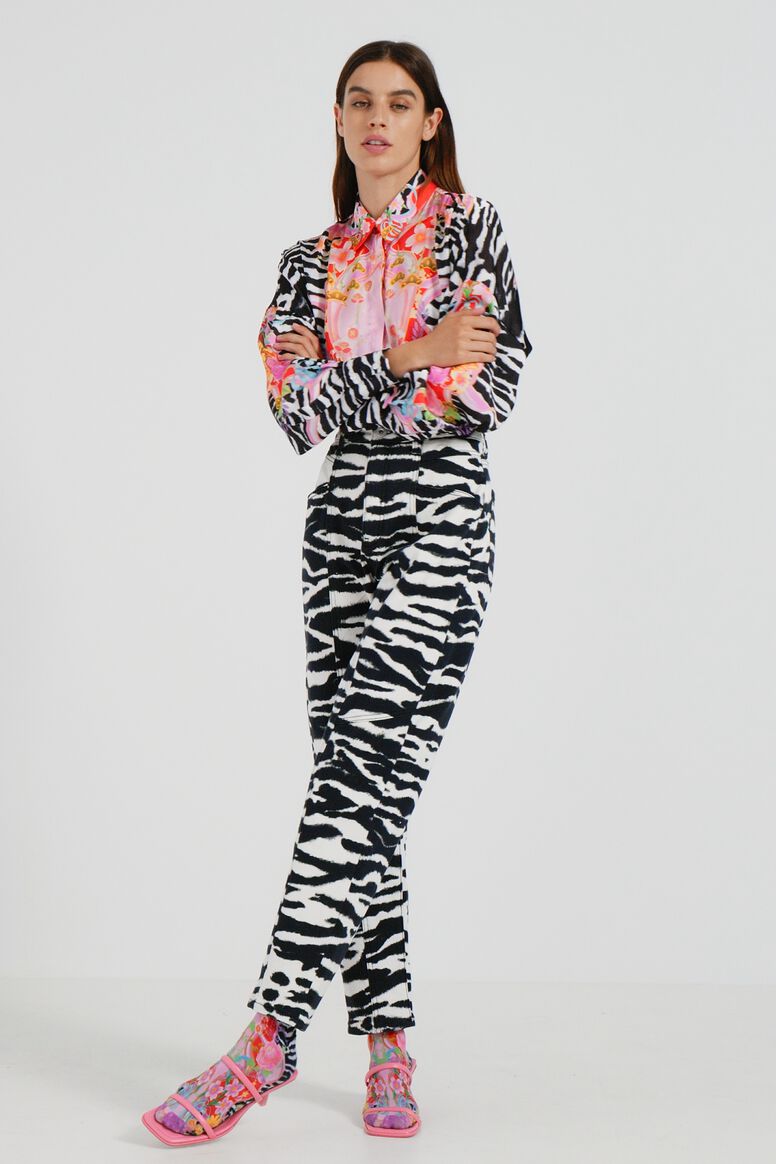 High-waisted long trousers | Desigual