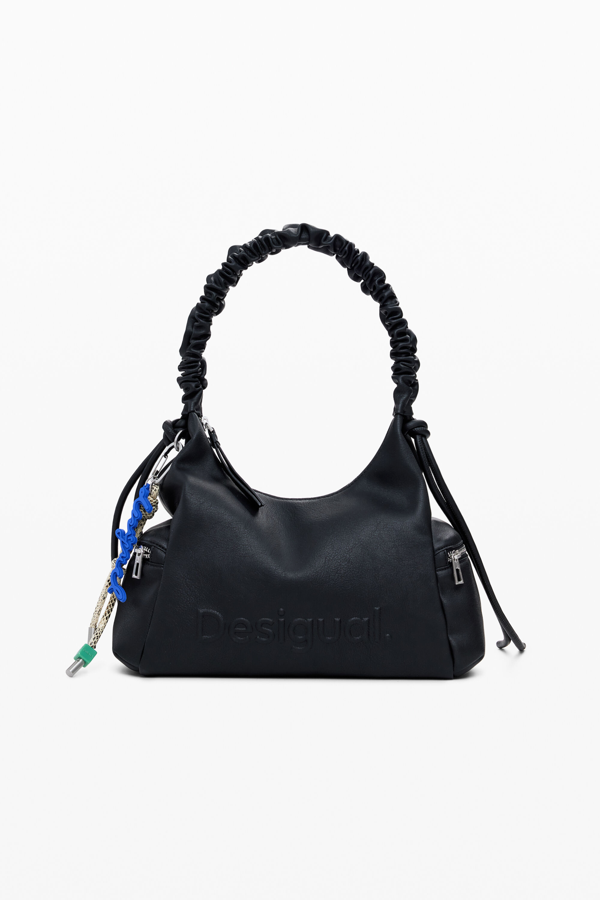Desigual Middelgrote tas met 3D-logo en geplooide handgreep - BLACK