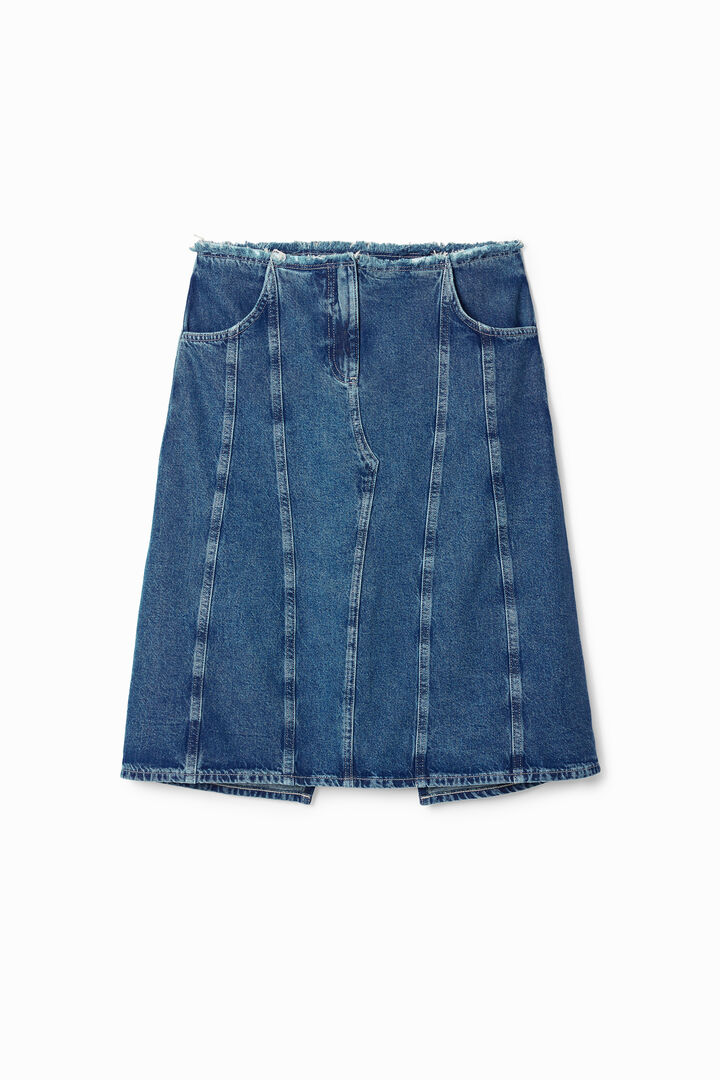 Falda midi, denim efecto rayado | Desigual