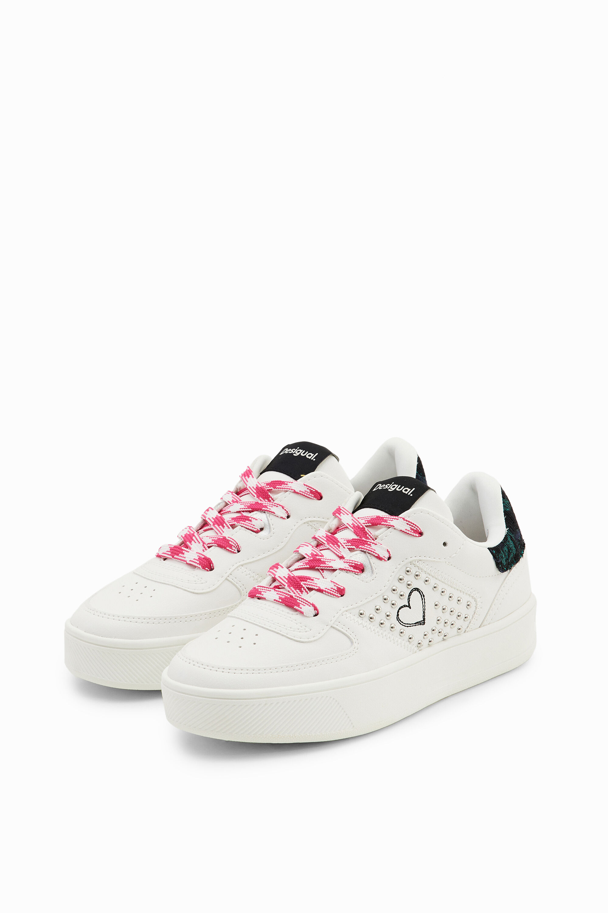 Desigual Heart Platform Trainers In White