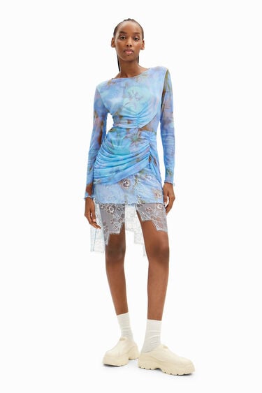 Collina Strada long-sleeved short mesh dress | Desigual