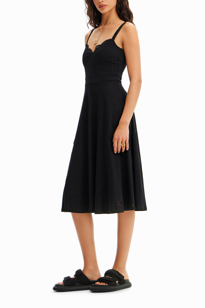 Vestit midi brodat suís | Desigual