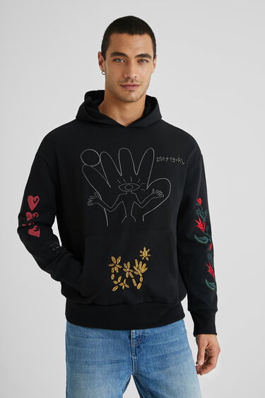 Hooded plush sweatshirt embroideries | Desigual