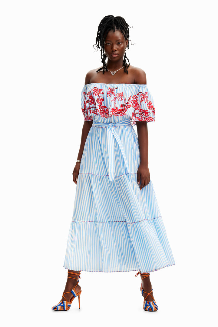 Stella Jean long striped dress | Desigual
