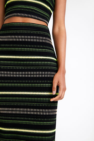Striped slim midi skirt | Desigual