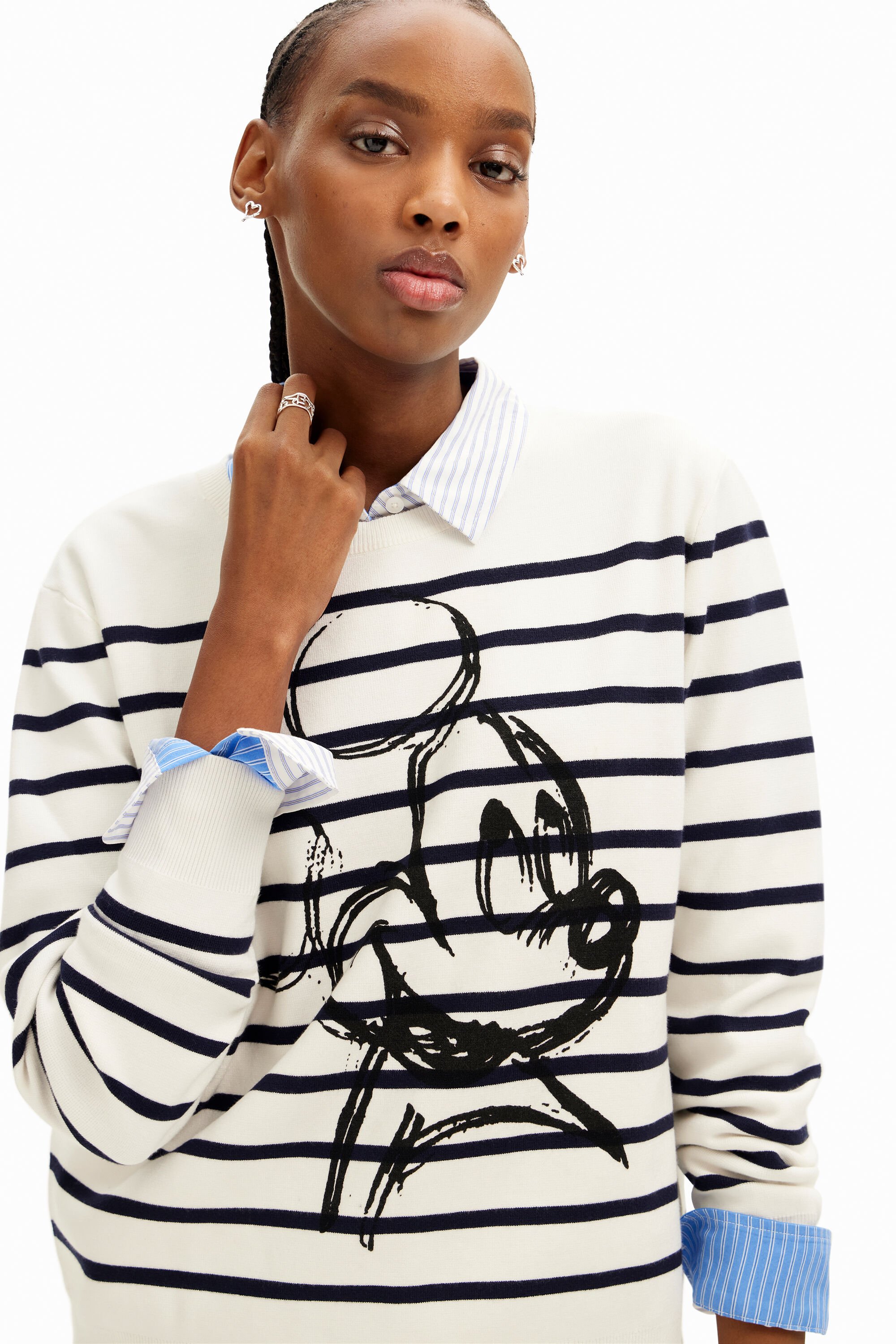 Women's Striped Mickey Mouse pullover I Desigual.com
