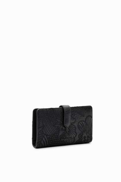 Midsize wallet with embroidered flowers
