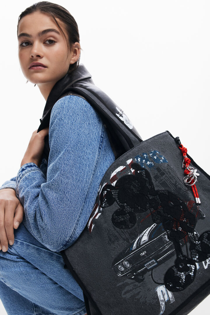 Mittlere Mickey™ Denim-Shopper-Tasche | Desigual