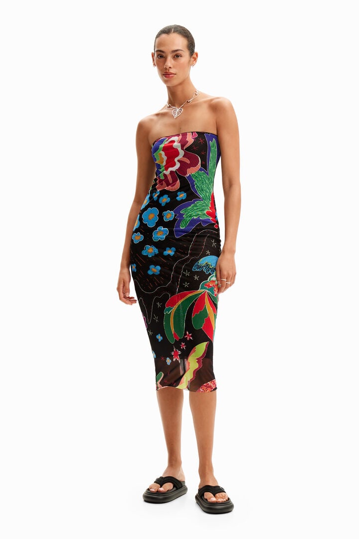 Robe midi bandeau dessins jungle | Desigual
