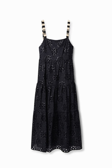 Swiss embroidery maxi dress | Desigual