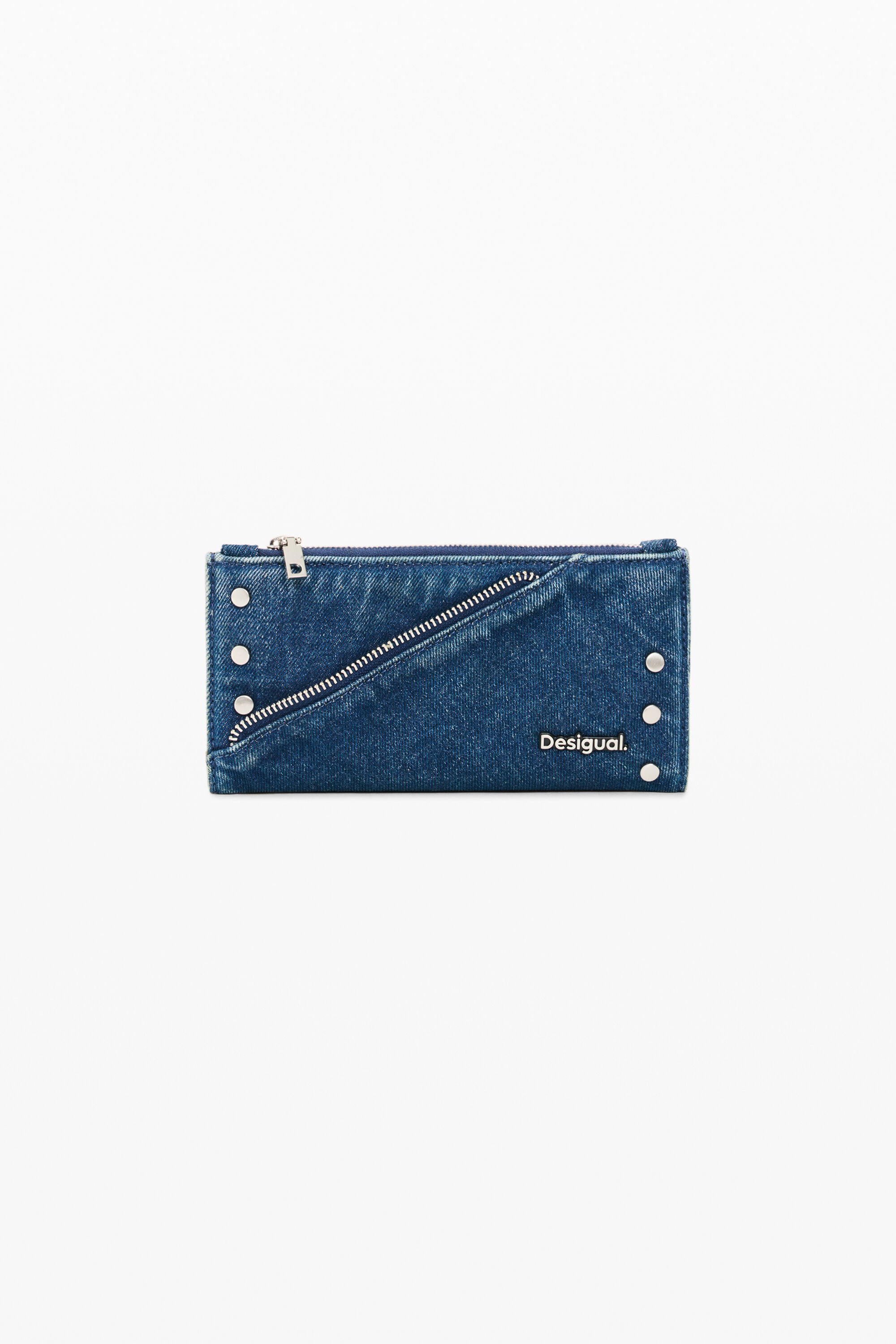 Desigual, Duży portfel denim 100% bawełna, Kobieta, BaweŁNa, Niebieski, U