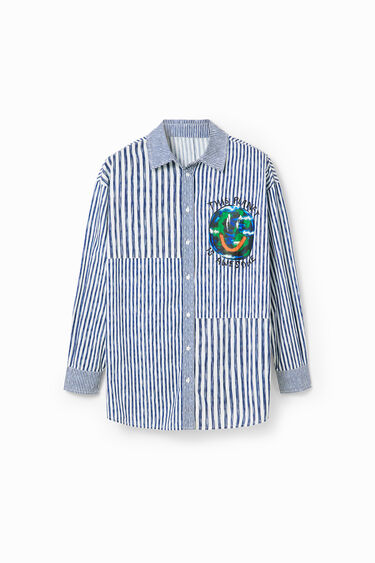 Striped patchwork illustration shirt | Desigual