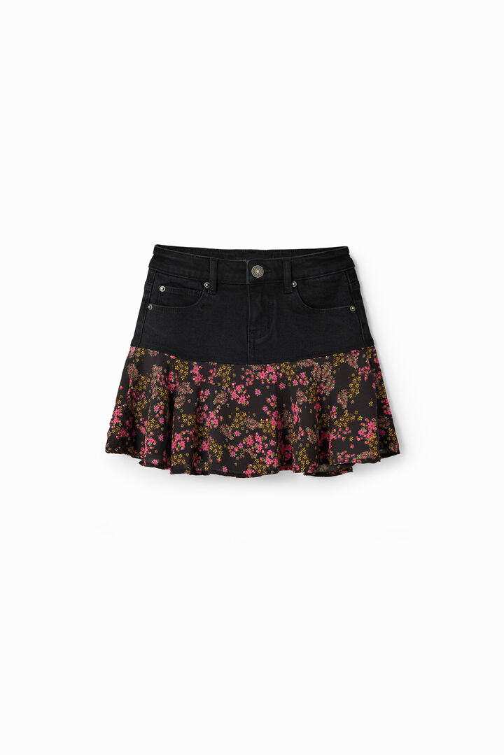 Minigonna denim volant floreale | Desigual