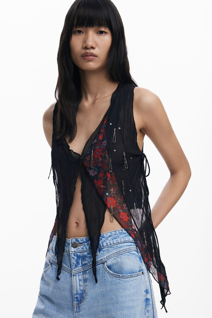 Asymmetric chiffon blouse | Desigual