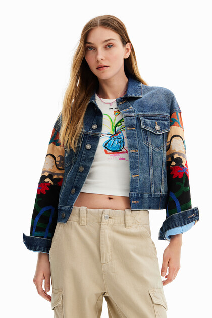 Veste "trucker" jean ethnique