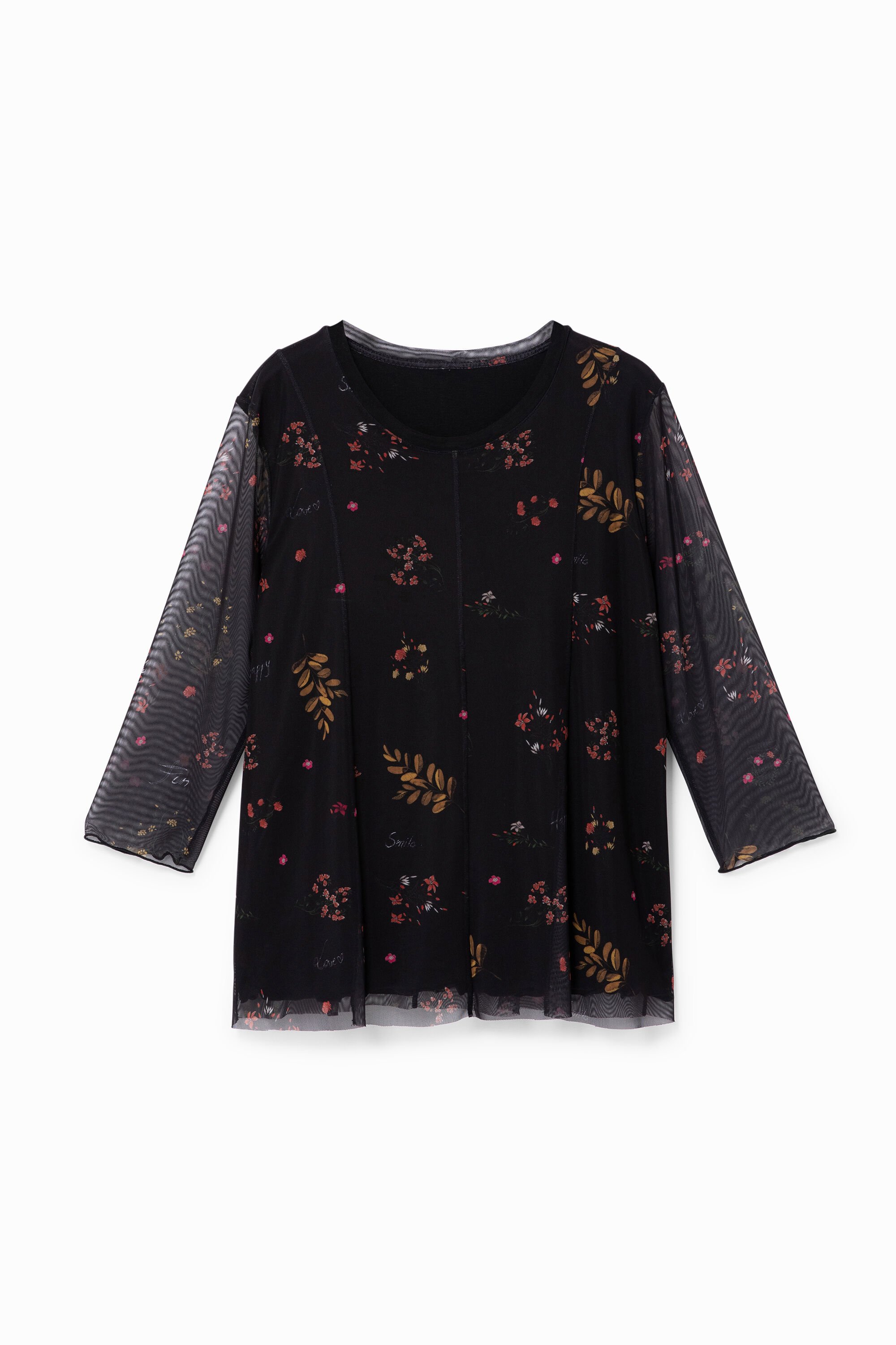 Floral T-shirt tulle sleeves