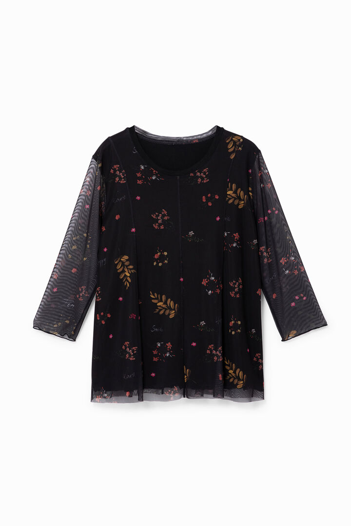 Floral T-shirt tulle sleeves | Desigual