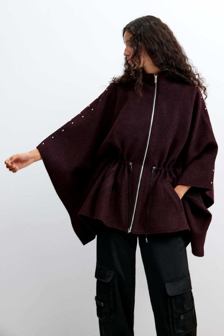 Poncho mit rei&szlig;verschluss und g&uuml;rtel