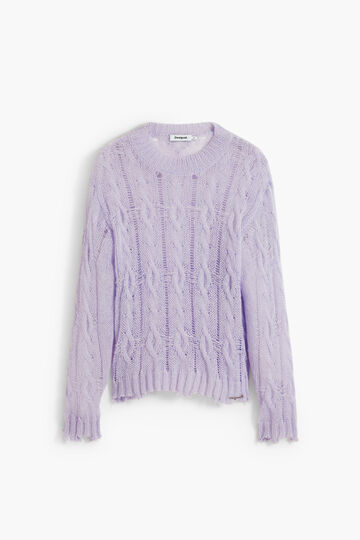 Cable-knit sweater with distressed details | Desigual