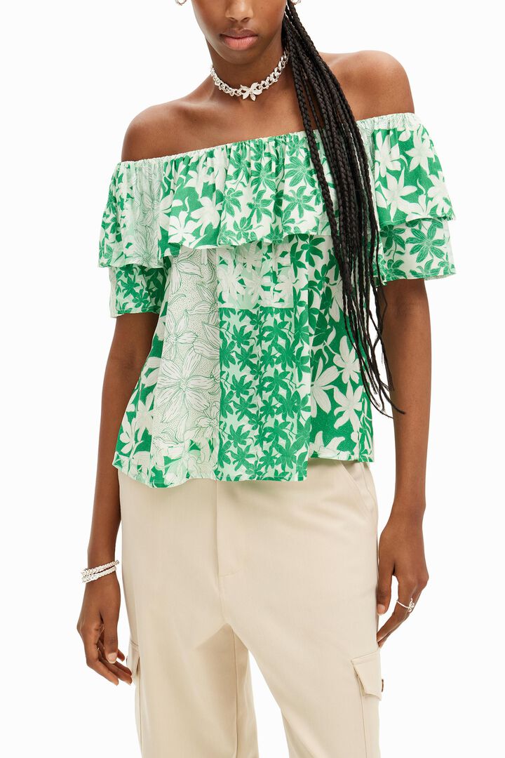 Patchwork floral ruffle blouse | Desigual