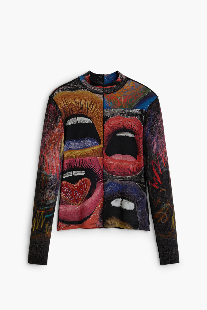 LANGERMIG T-SHIRT MET HOGE KRAAG | Desigual