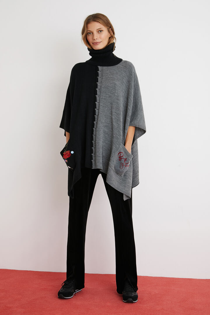 High neck bicolour poncho | Desigual