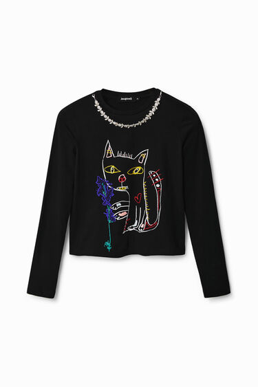 Arty T-shirt met kat | Desigual