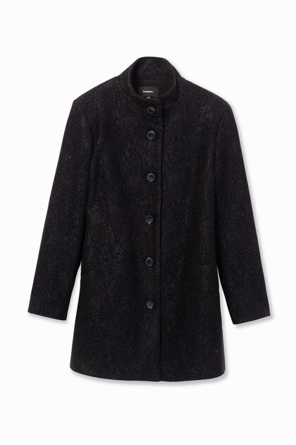 Double-breasted funnel neck coat