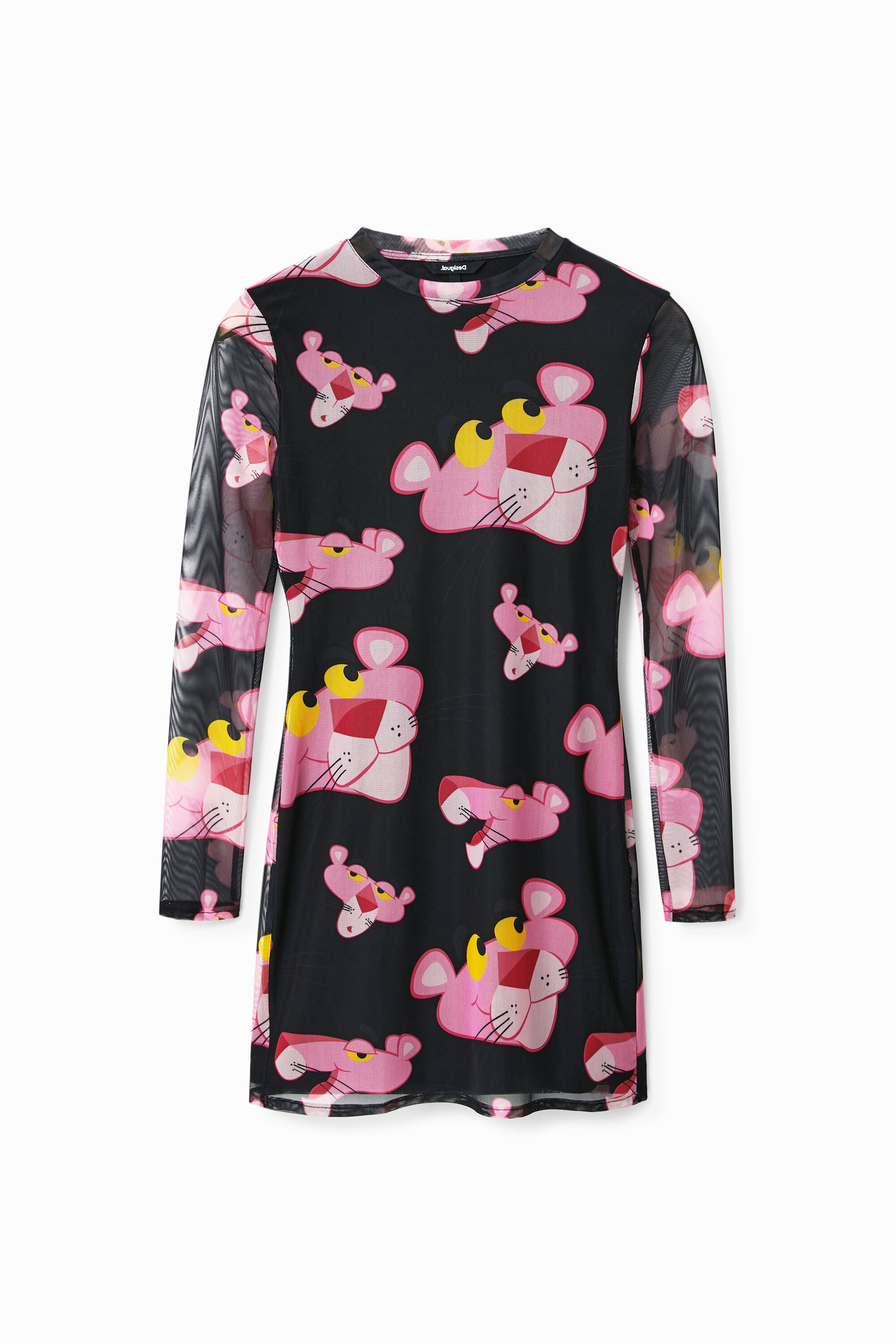 Desigual, Vestido corto Pink Panther, Poliester, Negro