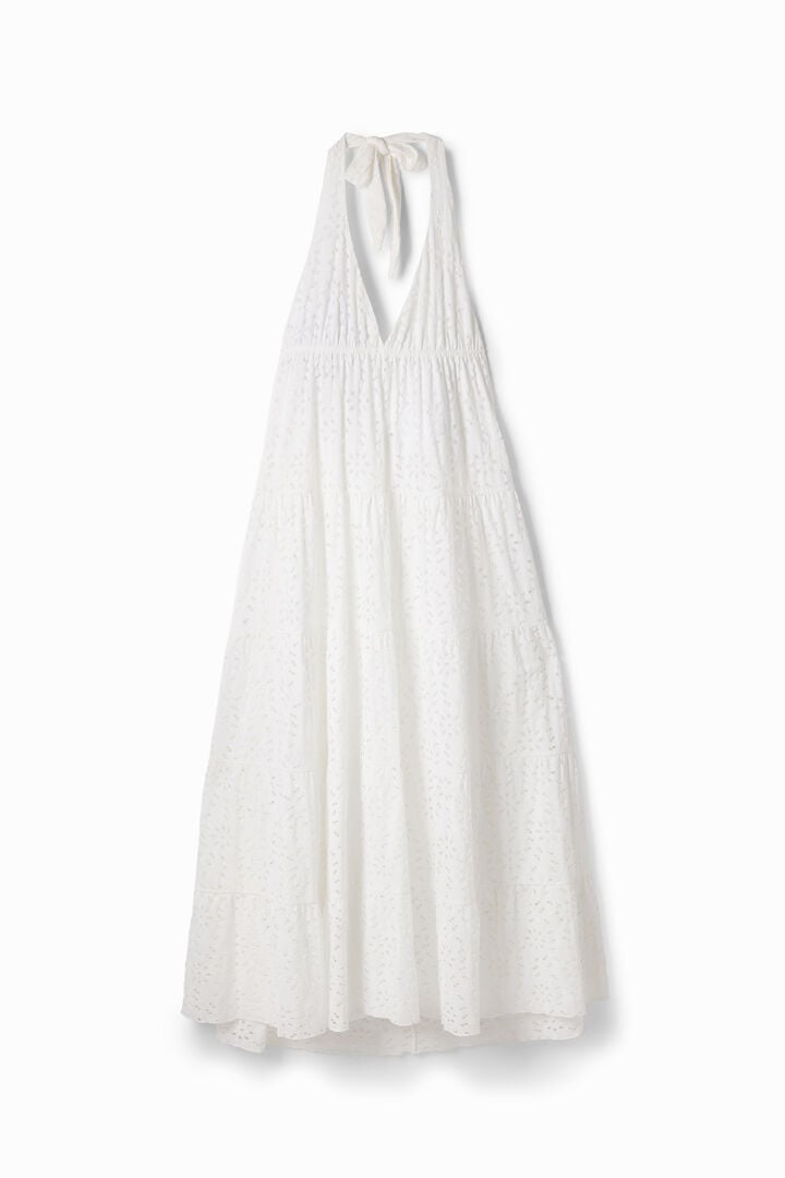Long plunging halter dress