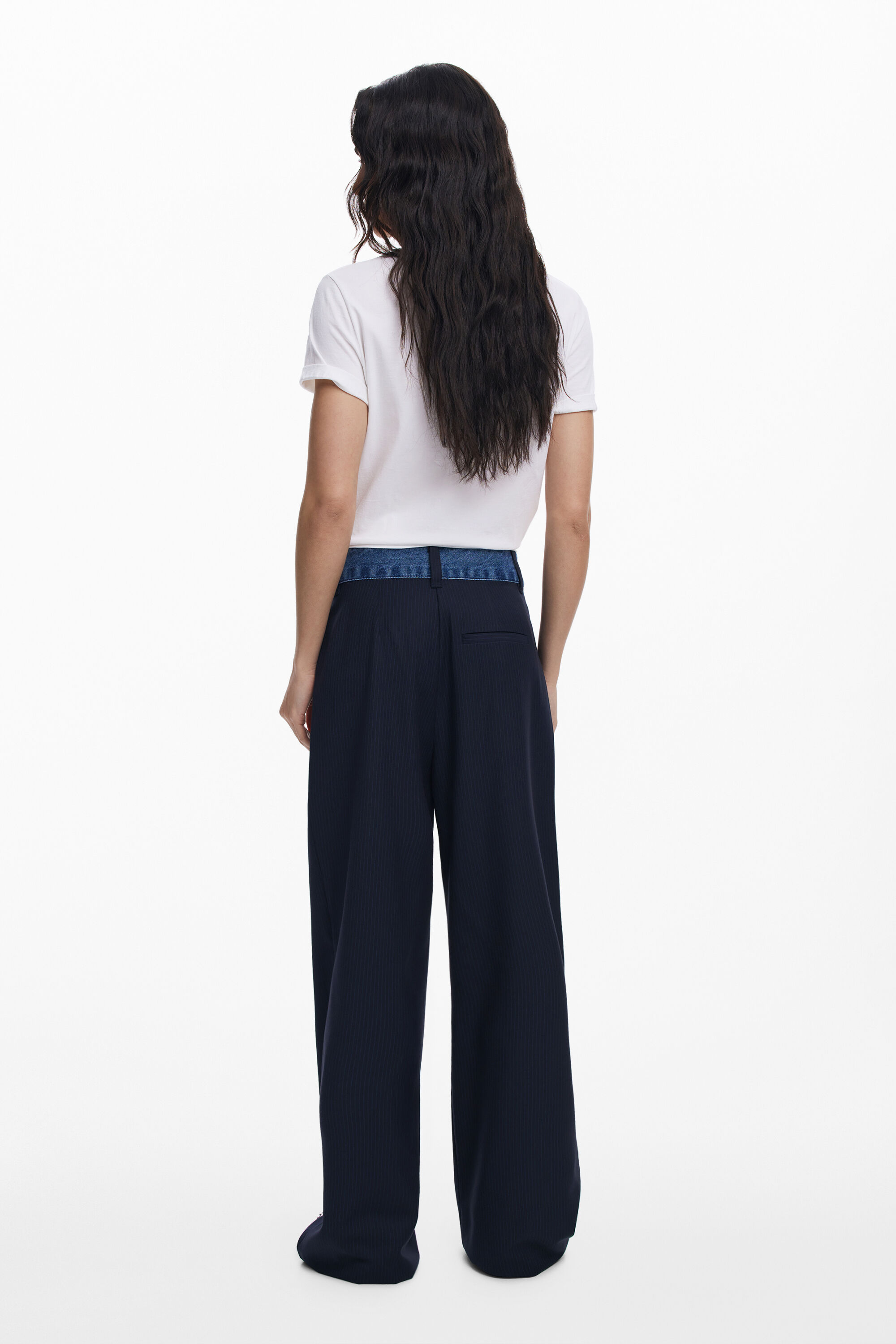Desigual Tailored Combined Trousers In Blue
