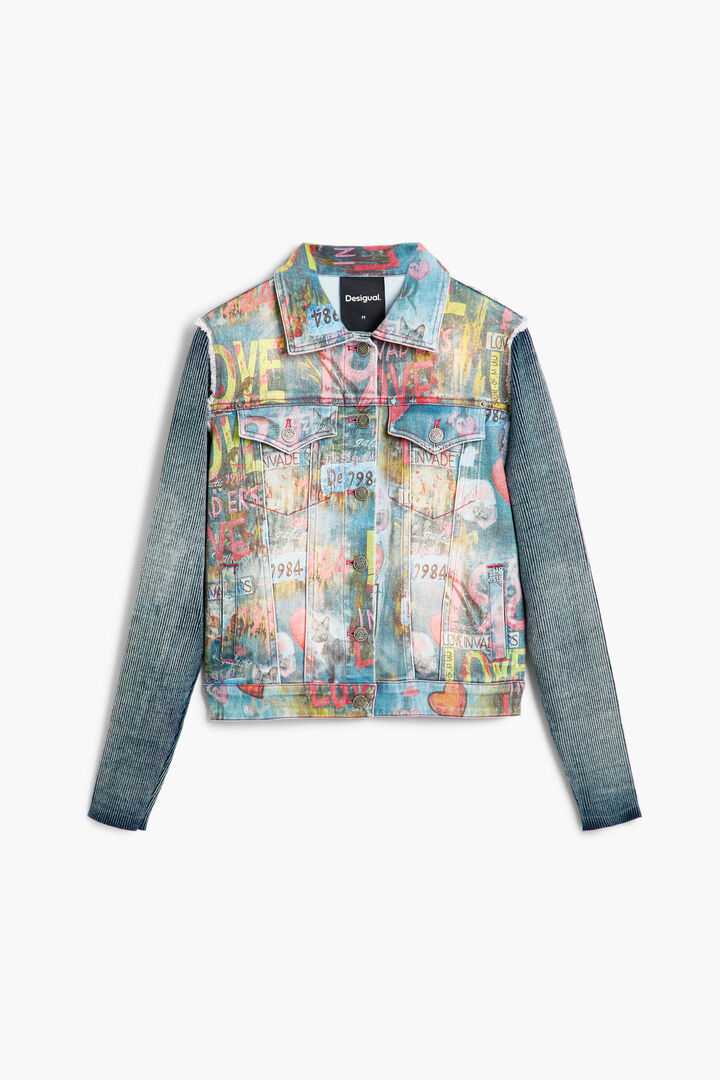 Printed denim jacket