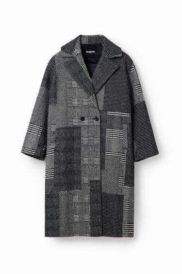 Long manteau patchwork laine | Desigual