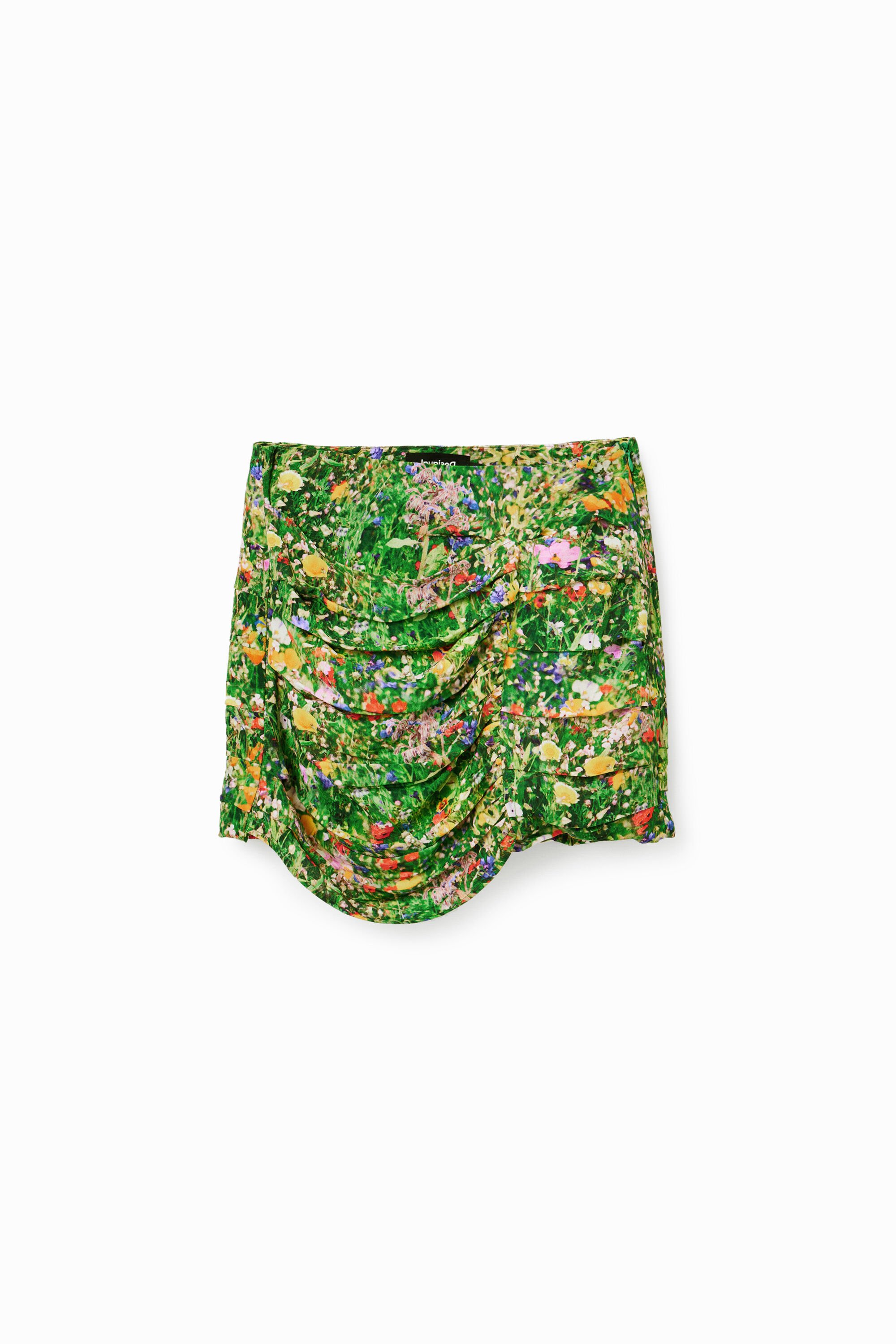 Mini jupe drapee fleurie pour femme Desigual
