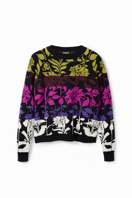 Floral jacquard pullover
