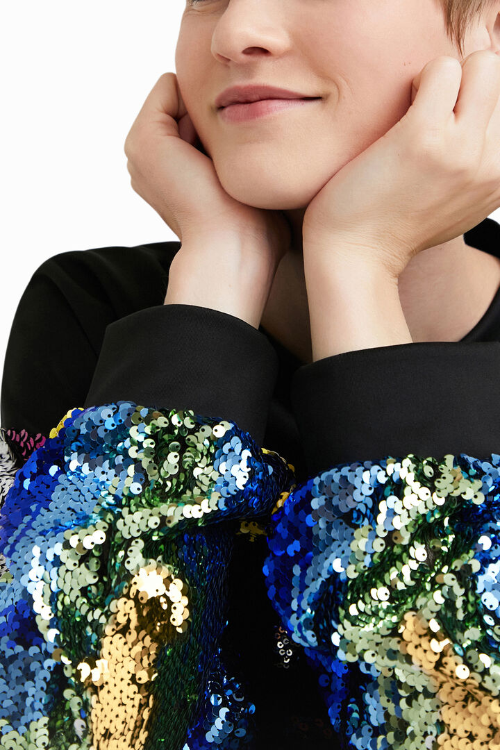 Sudadera crop lentejuelas | Desigual