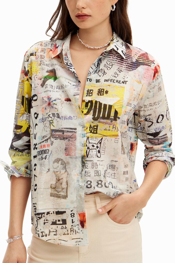 Newspaper cutouts shirt | Desigual