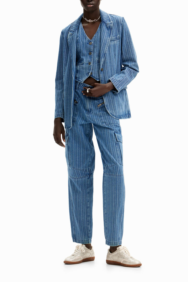 Striped denim blazer | Desigual
